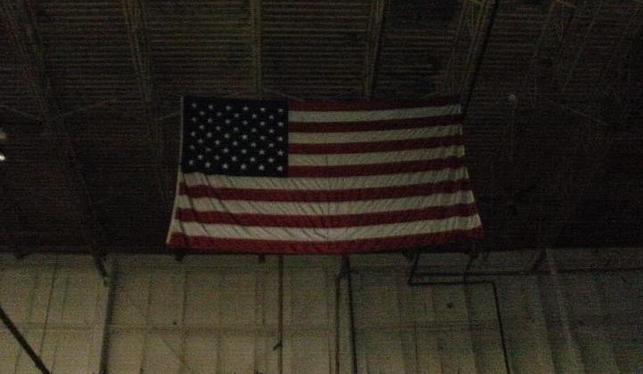 American flag left in abandoned building